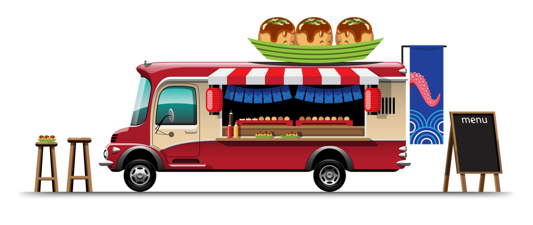 Foodtruck mit japanischem Snack  Illustration