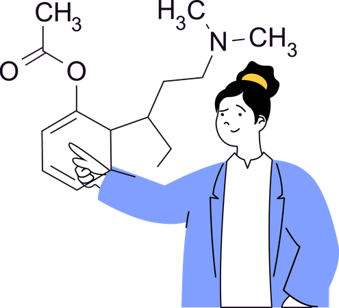 Fórmula química explicada por el profesor  Ilustración