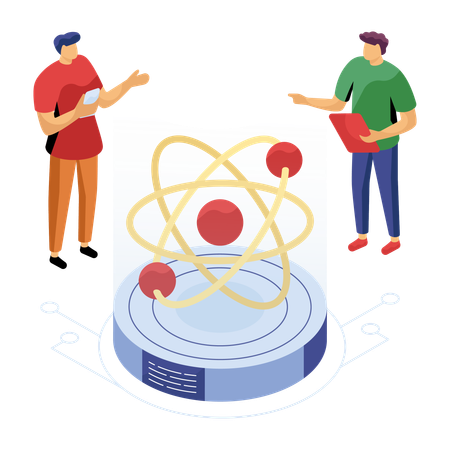 Forscher diskutieren Atommodell von Chemikalien  Illustration