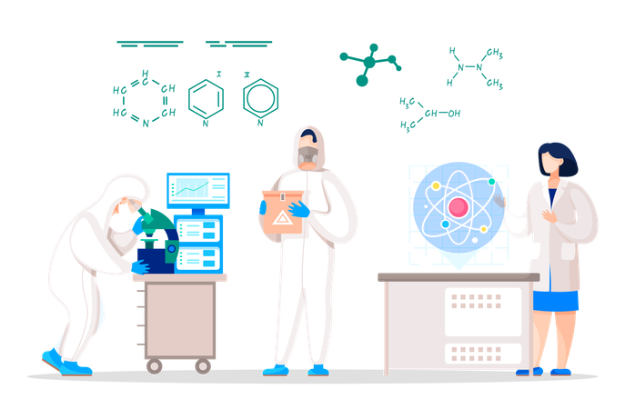 Forscher im Labor bei wissenschaftlichen Experimenten  Illustration