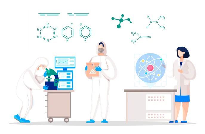 Forscher im Labor bei wissenschaftlichen Experimenten  Illustration