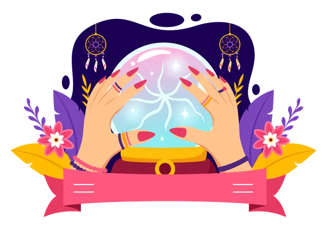 Fortune Teller with magic ball  Illustration