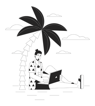 Freelancer on vacation  Illustration