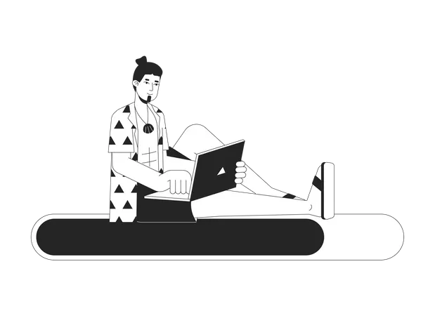 Freelancer with laptop on error 404  Illustration