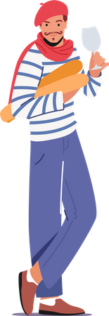 French Artist Wearing Striped T-shirt  Illustration