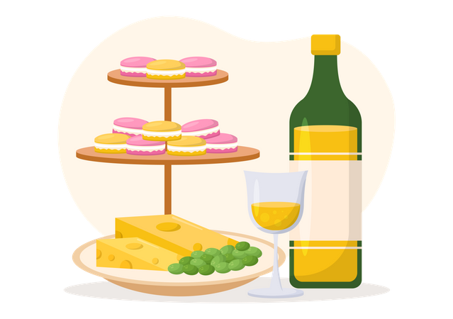 French Food And Wine  イラスト