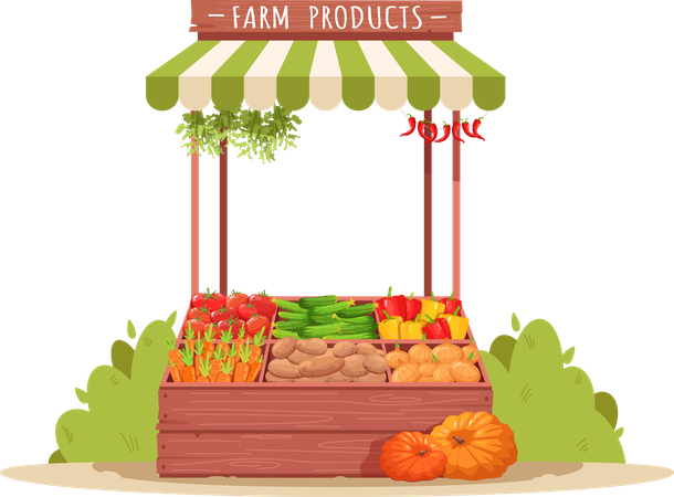 Fresh Farm Vegetables Kiosk  Illustration