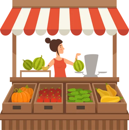 Fresh Fruit stall  Illustration