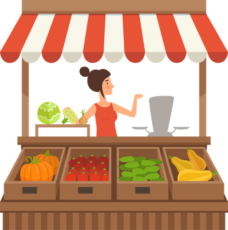 Fresh vegetables stall  Illustration