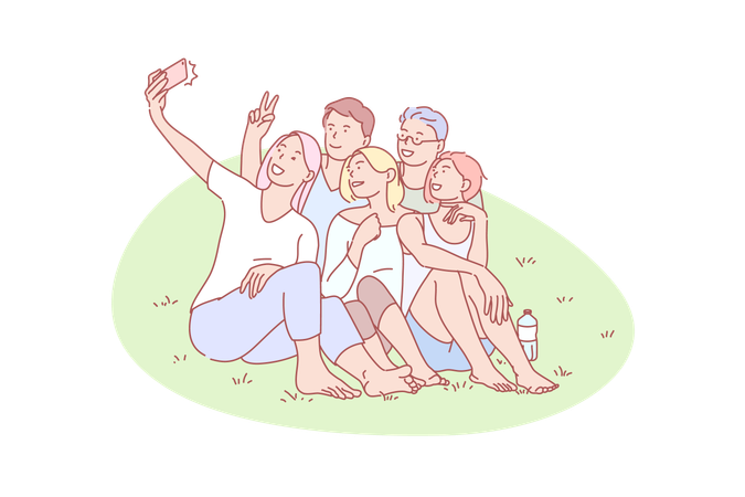 Friend taking selfie together  Illustration