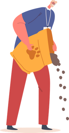 Friendly Volunteer with dog food  Illustration