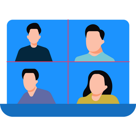 Friends doing video call in group  Illustration