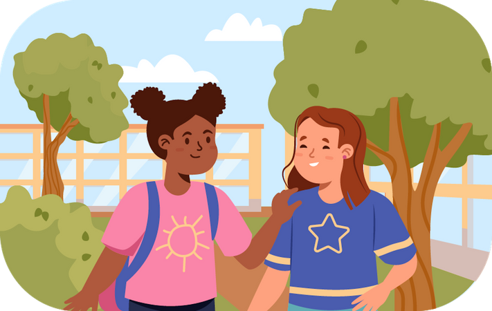 Friends on the school yard  Illustration