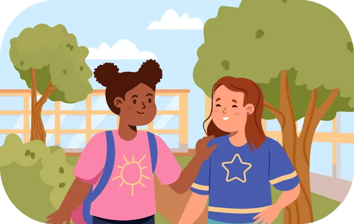 Friends on the school yard  Illustration