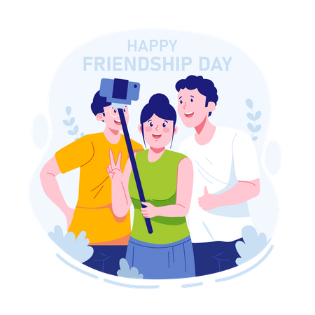 Friends taking selfie  Illustration