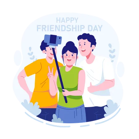 Friends taking selfie  Illustration