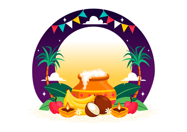 Fröhliches Pongal-Fest  Illustration