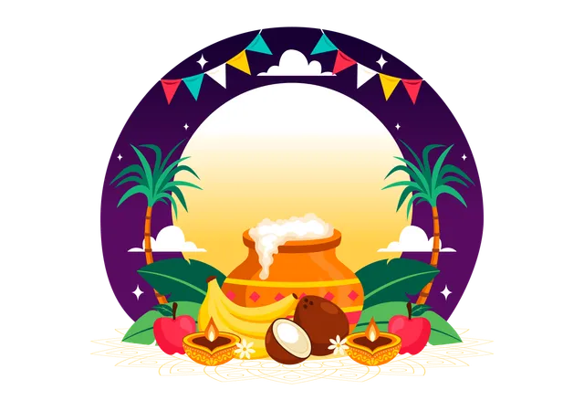 Fröhliches Pongal-Fest  Illustration