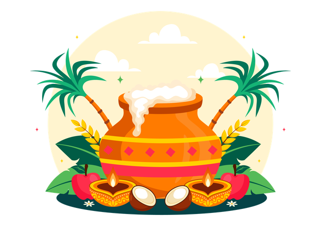 Fröhliches Pongal-Fest  Illustration