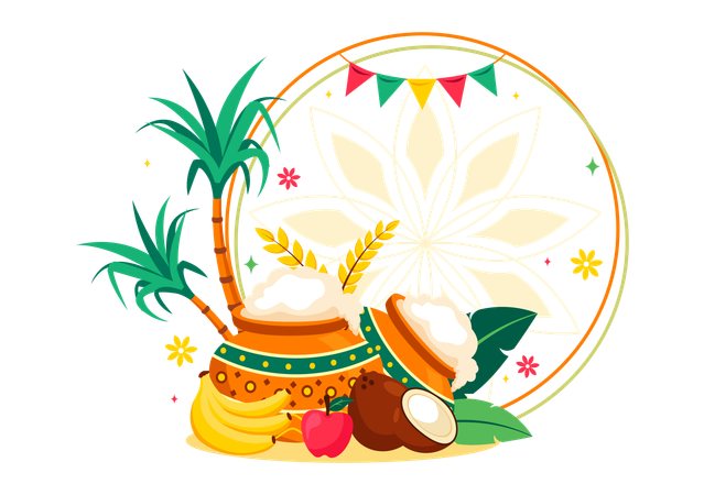 Fröhliches Pongal-Fest  Illustration