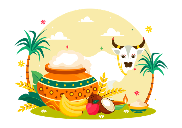 Fröhliches Pongal-Fest  Illustration