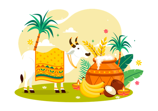 Fröhliches Pongal-Fest  Illustration