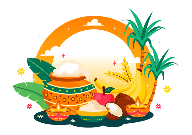 Fröhliches Pongal-Fest  Illustration