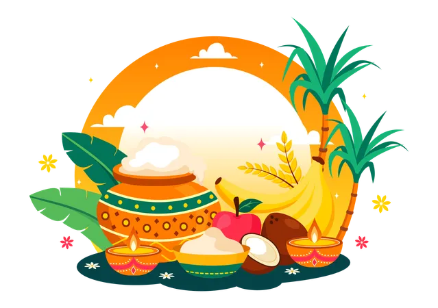 Fröhliches Pongal-Fest  Illustration