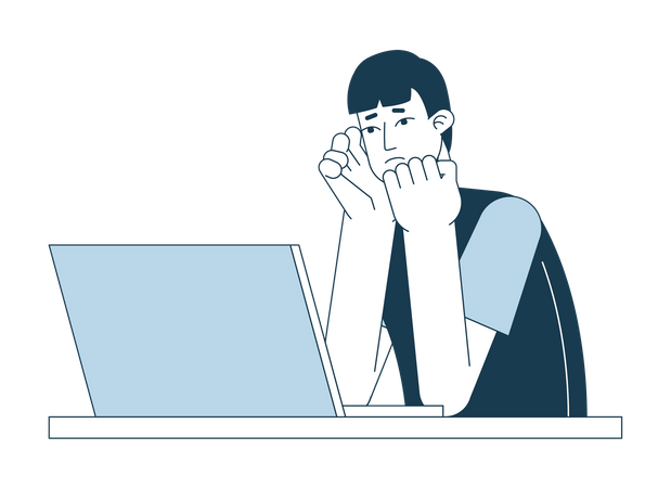 Frustrated man with laptop  Illustration