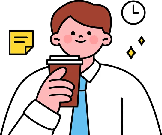 Funcionário fazendo pausa para café  Ilustração