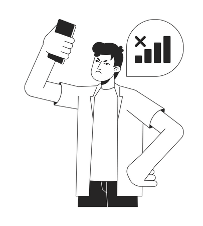 Gadget user having no phone signal  Illustration