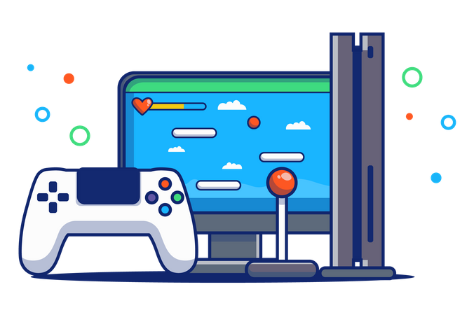 Gamepad With Computer  Illustration