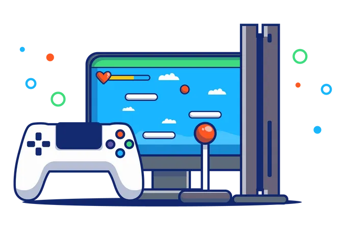 Gamepad With Computer  Illustration