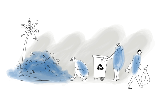 Garbage recycling to reduce land pollution  Illustration