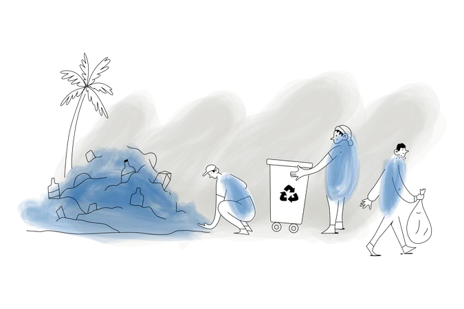 Garbage recycling to reduce land pollution  Illustration