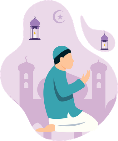 Garçon faisant la prière du ramadan  Illustration