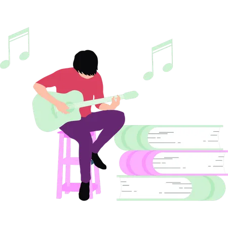 Garçon jouant de la guitare  Illustration