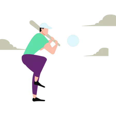 Le garçon joue au baseball  Illustration