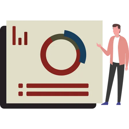 Garçon montrant un diagramme d'affaires  Illustration