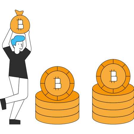 Un garçon se sent heureux grâce aux bénéfices de la cryptographie  Illustration