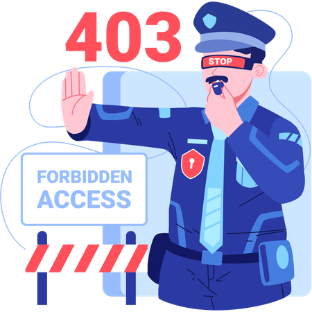 Agent de sécurité avec erreur 403  Illustration