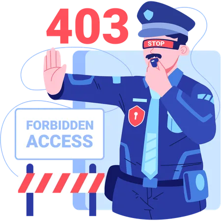 Agent de sécurité avec erreur 403  Illustration