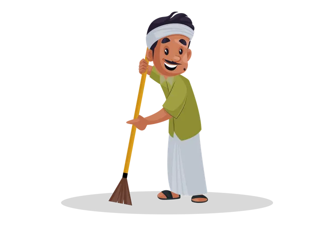 Gardener cleaning garden  Illustration