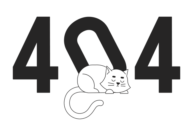 Mensaje flash 404 del gato blanco durmiendo  Ilustración