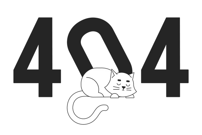 Mensaje flash 404 del gato blanco durmiendo  Ilustración