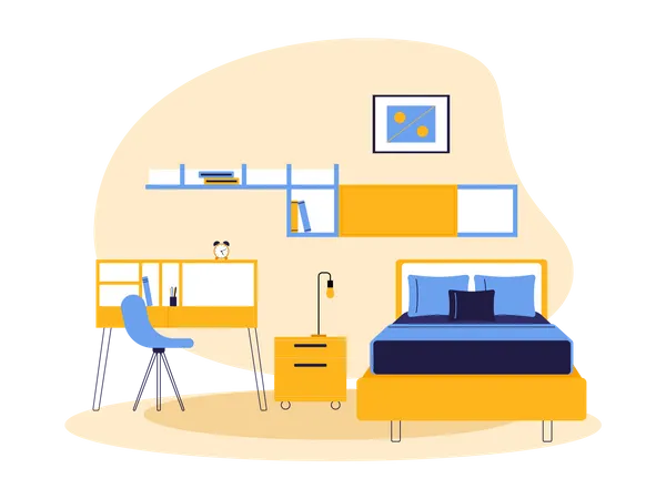 Gemütliches Schlafzimmer Interieur  Illustration