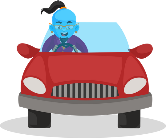 Génie conduisant une voiture  Illustration