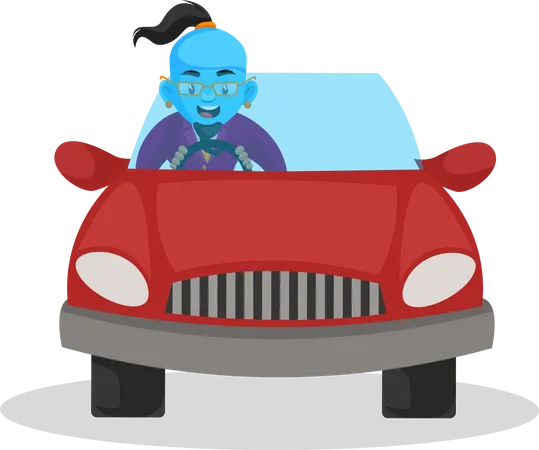 Génie conduisant une voiture  Illustration