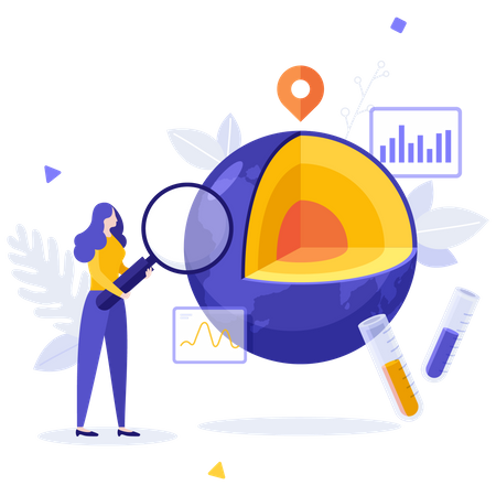 Geologist Looking At Layer Structure Of Earth  イラスト