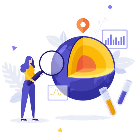 Geologist Looking At Layer Structure Of Earth  イラスト